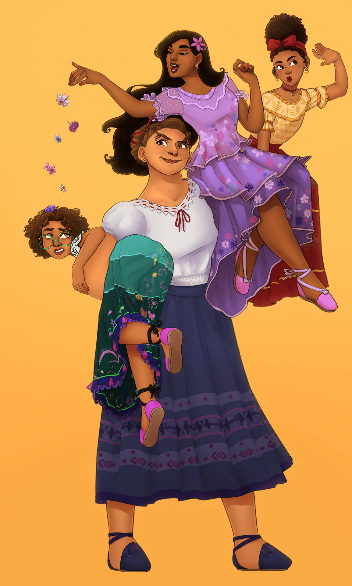 Encanto Luisa med søskende i pastelfarver Wallpaper