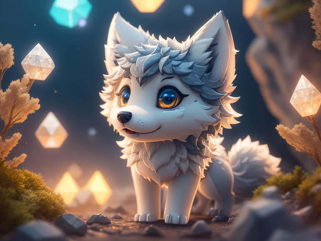 Enchanted_ Anime_ Wolf_ Pup Wallpaper