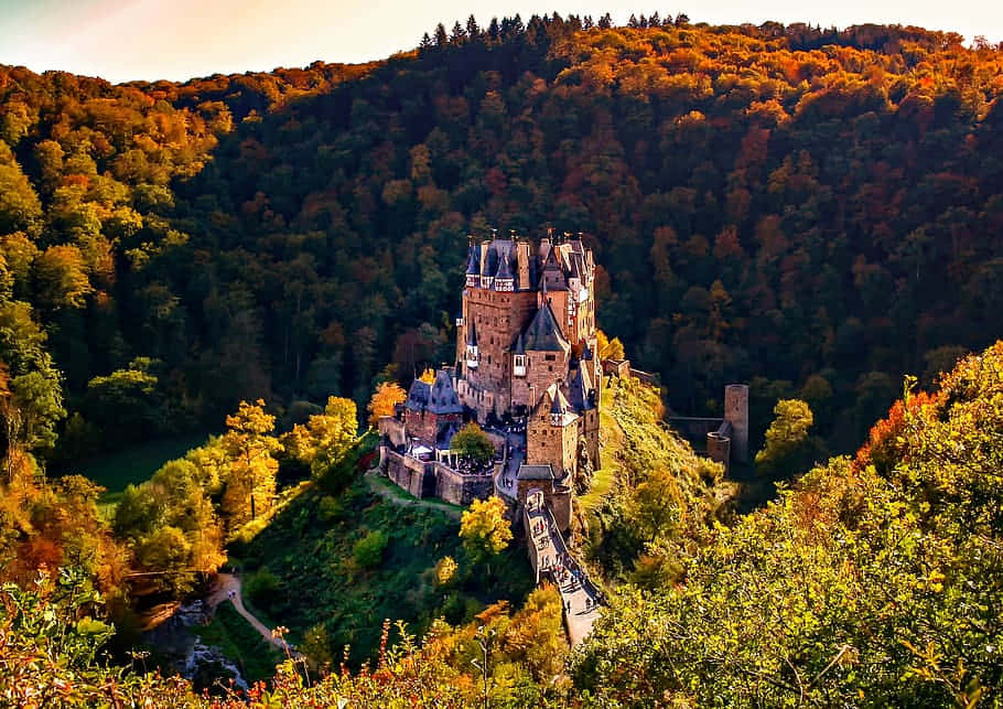 Betoverd Herfst Kasteel Achtergrond