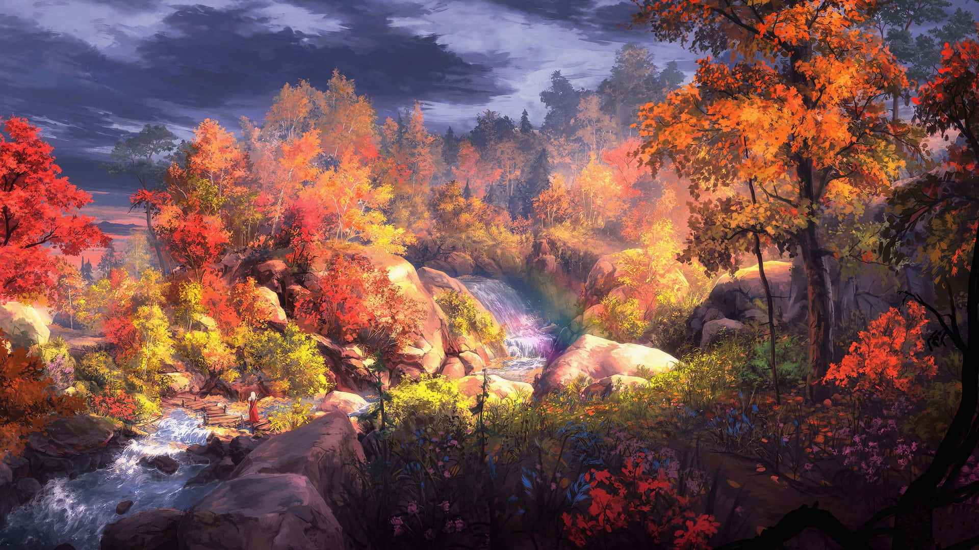 Enchanted_ Autumn_ Forest_ Stream Wallpaper