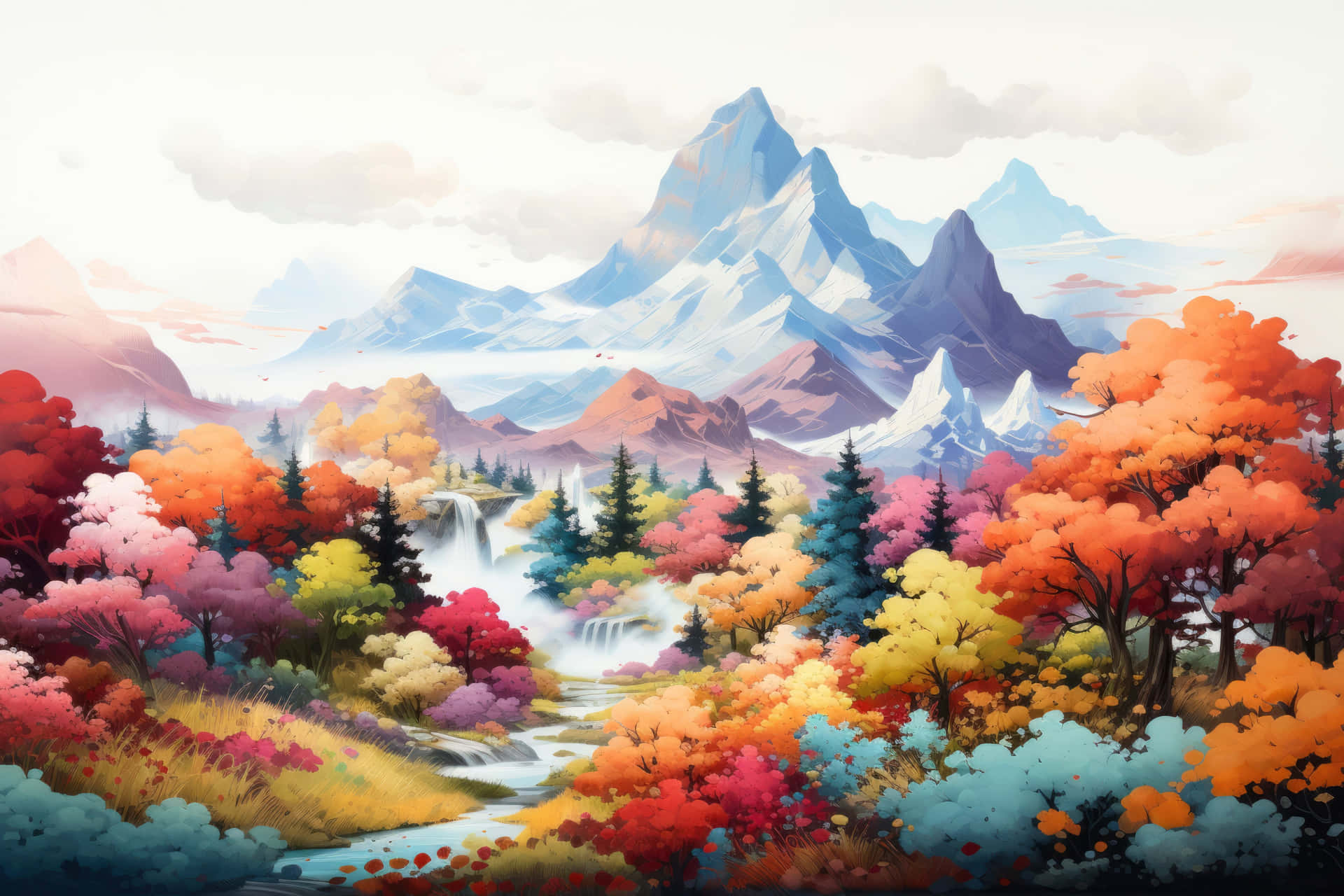 Enchanted_ Autumn_ Valley_ Mural.jpg Wallpaper