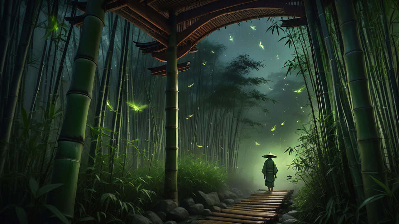 Enchanted_ Bamboo_ Forest_ Path Wallpaper