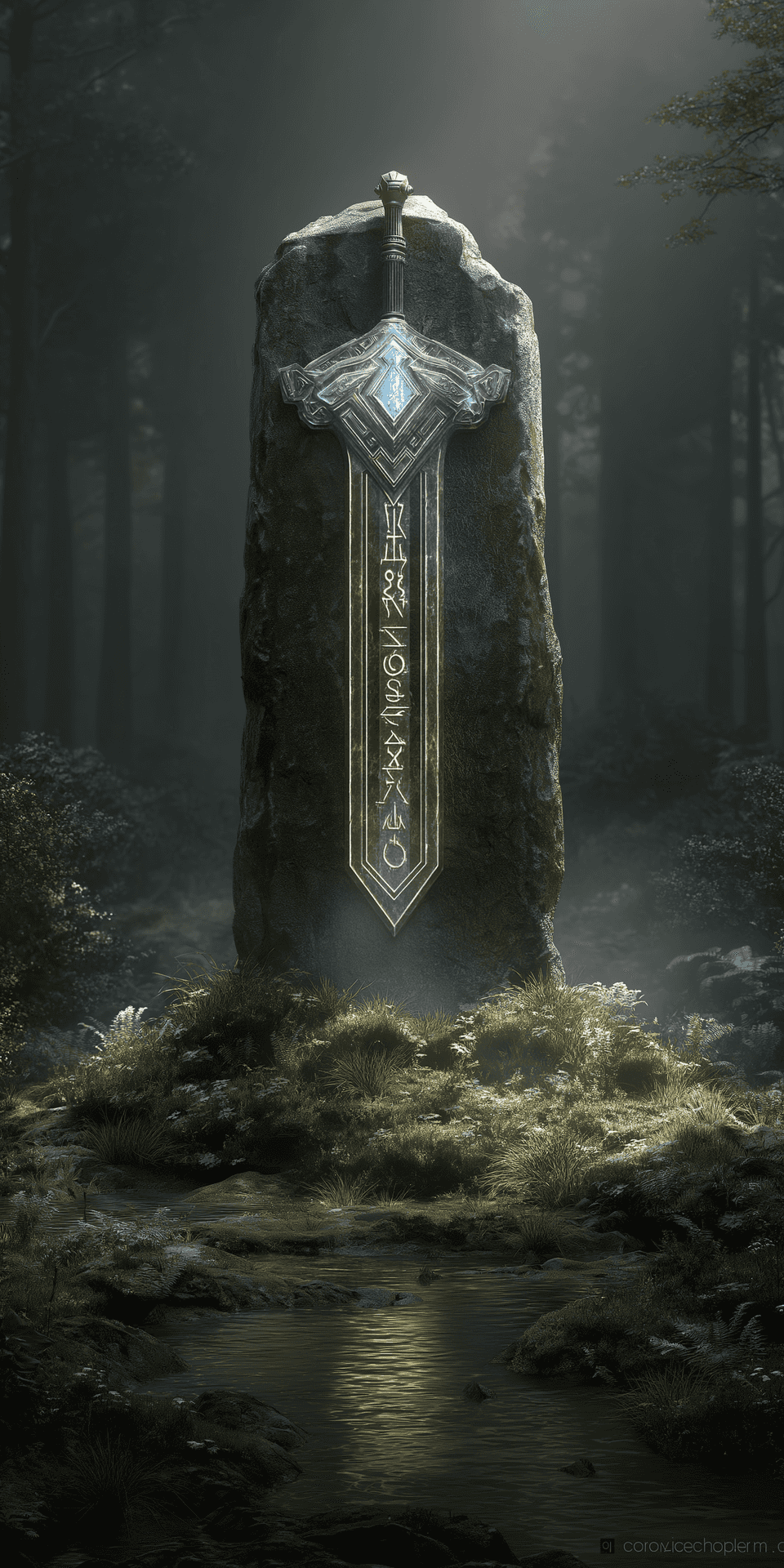 Enchanted Blade In Stone Wallpaper