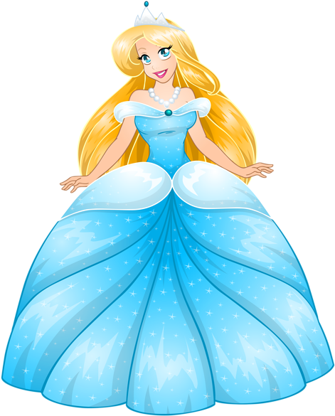 Enchanted Blue Princess Illustration PNG