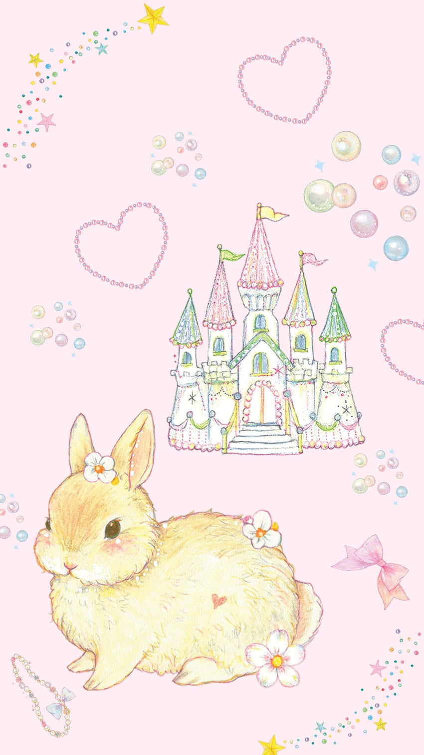 Enchanted Bunny Castle Fantasy Wallpaper