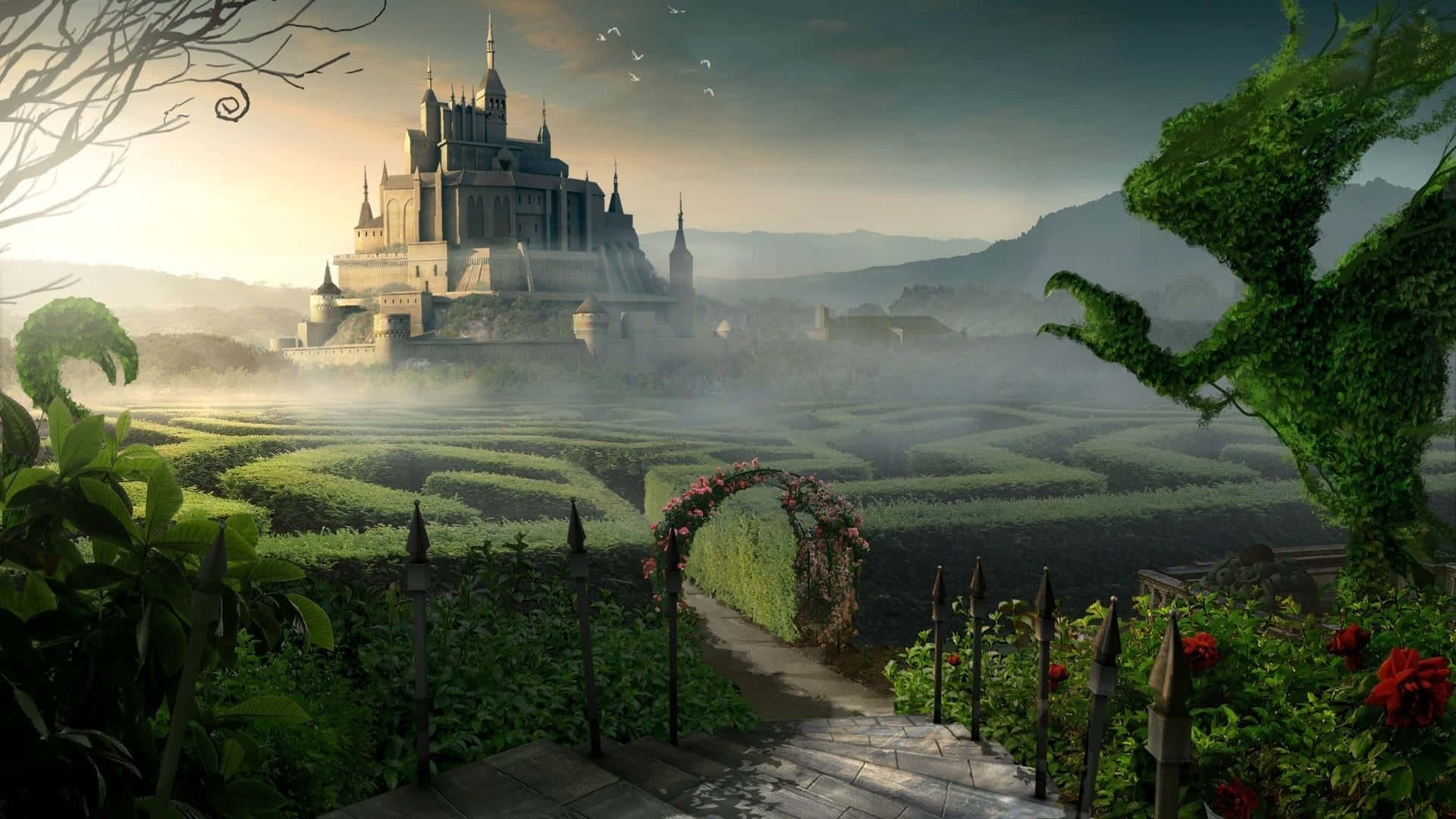 Enchanted_ Castle_ Garden_ View.jpg Wallpaper