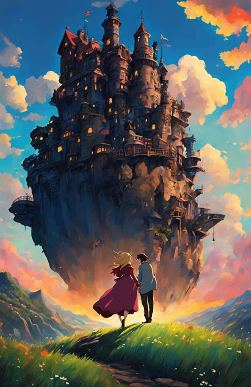 Enchanted Castle Sunset Adventure Wallpaper