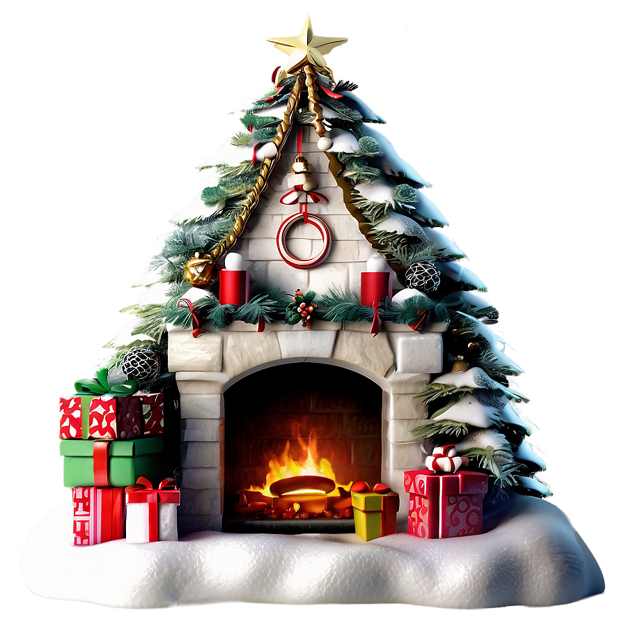 Enchanted Christmas Fireplace Scene Png 06262024 PNG