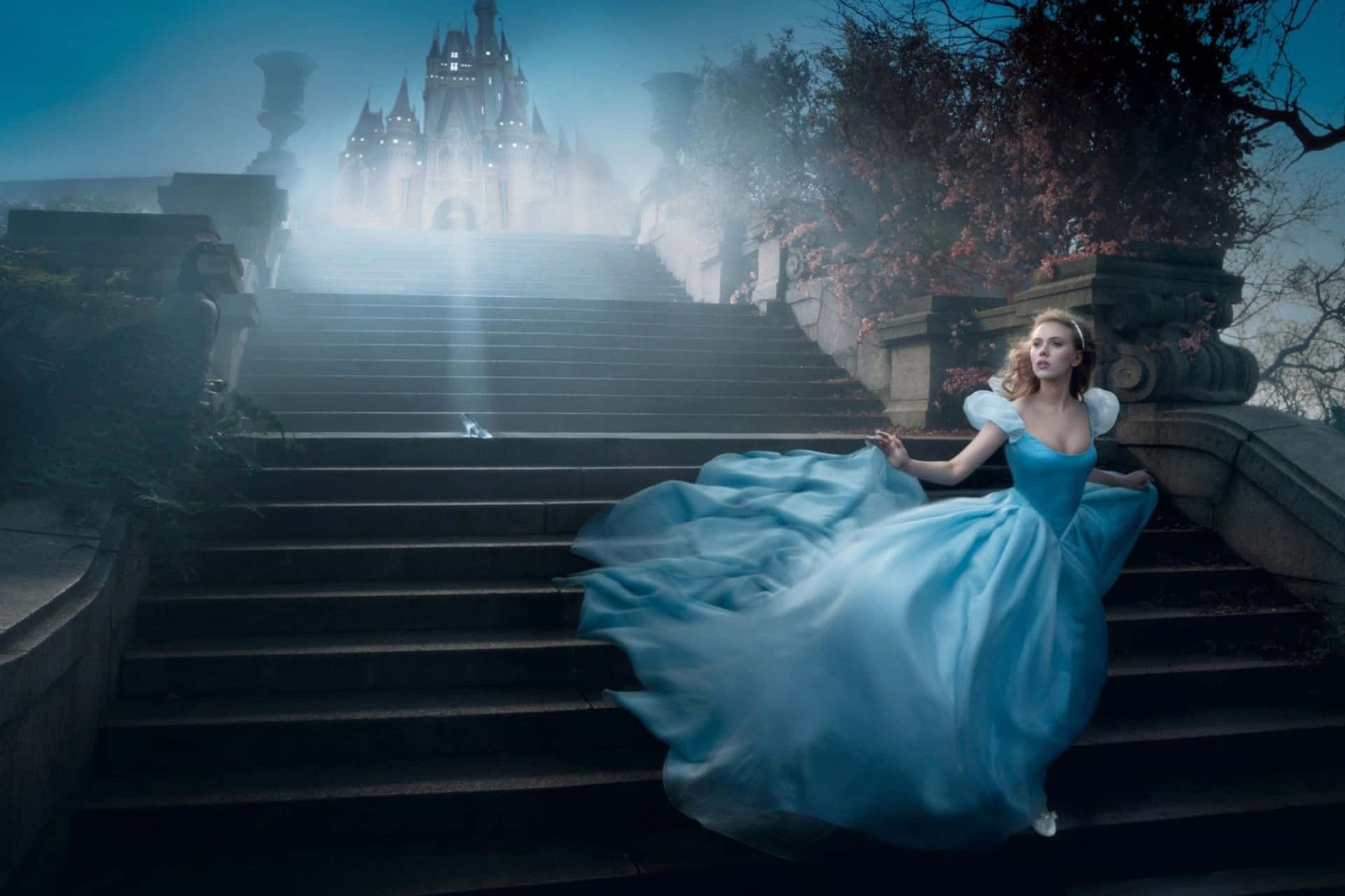 Enchanted Cinderella Castle Staircase Wallpaper