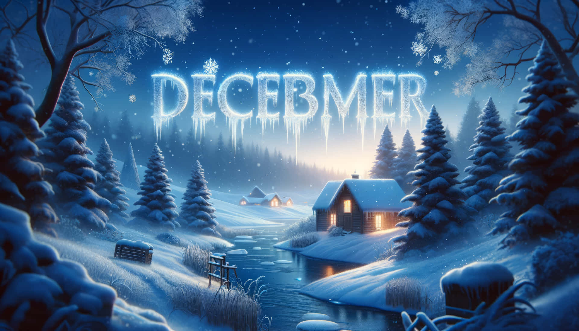 Enchanted December Winter Night Wallpaper