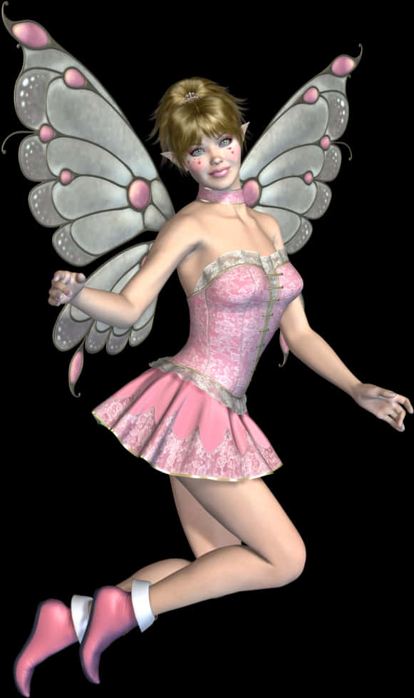 Enchanted Fairyin Pink Dress PNG