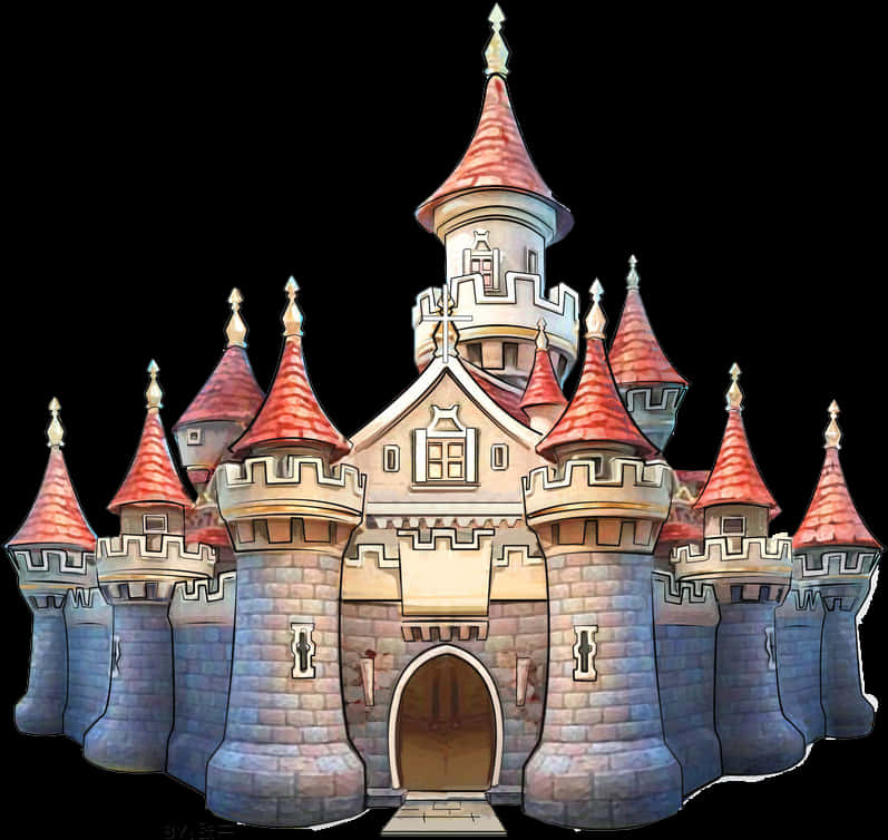 Enchanted Fairytale Castle Illustration PNG