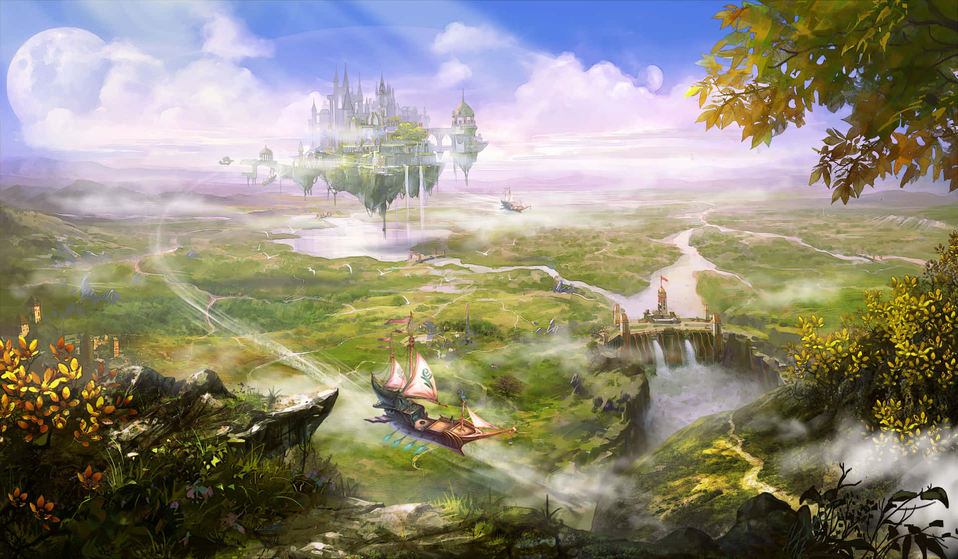 Enchanted_ Floating_ Castle_ Landscape Wallpaper