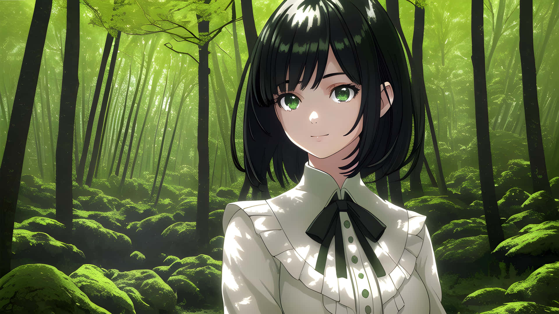 Enchanted Forest Anime Girl.jpg Wallpaper