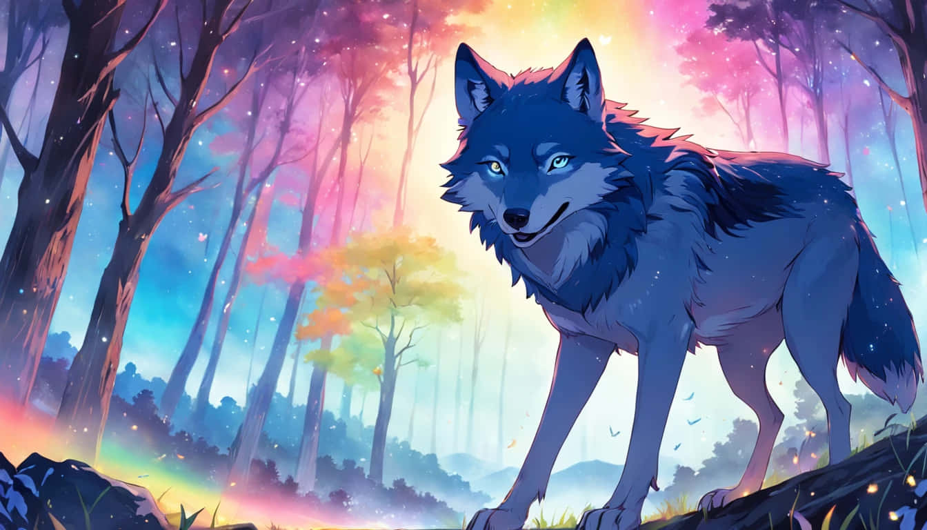 Enchanted Forest Anime Wolf Wallpaper