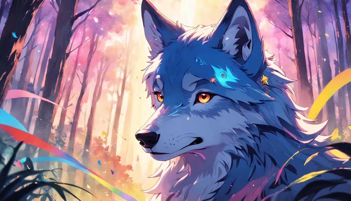 Enchanted Forest Anime Wolf Wallpaper