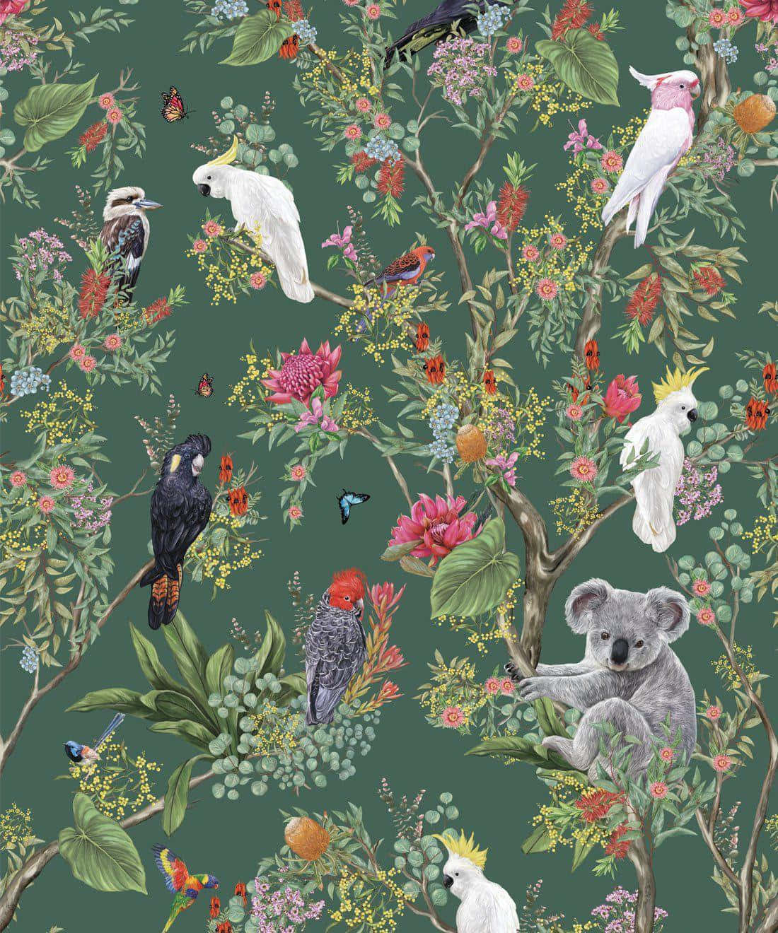 Enchanted_ Forest_ Birds_and_ Fauna_ Pattern Wallpaper