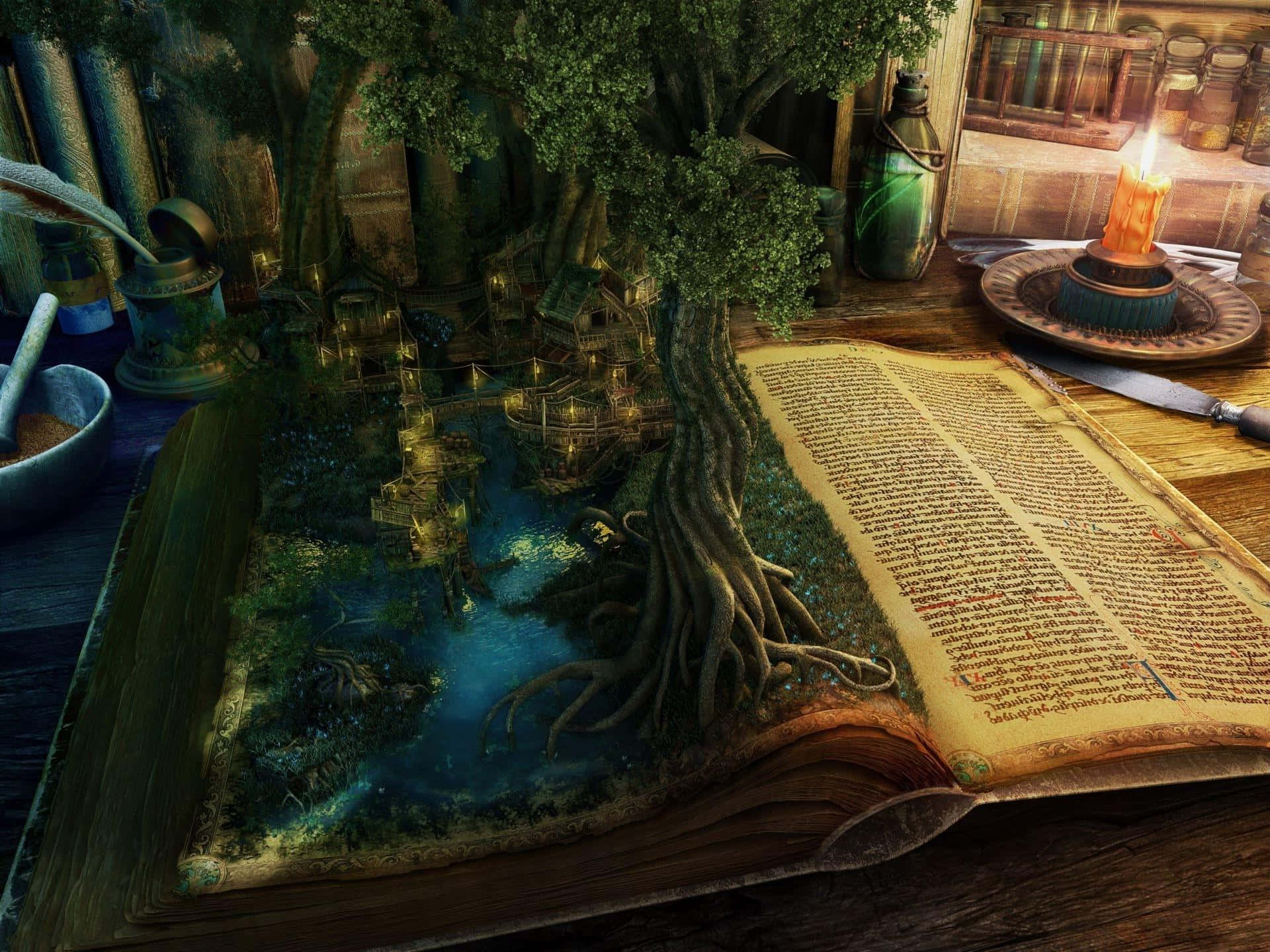 Enchanted_ Forest_ Book_ Illustration Wallpaper
