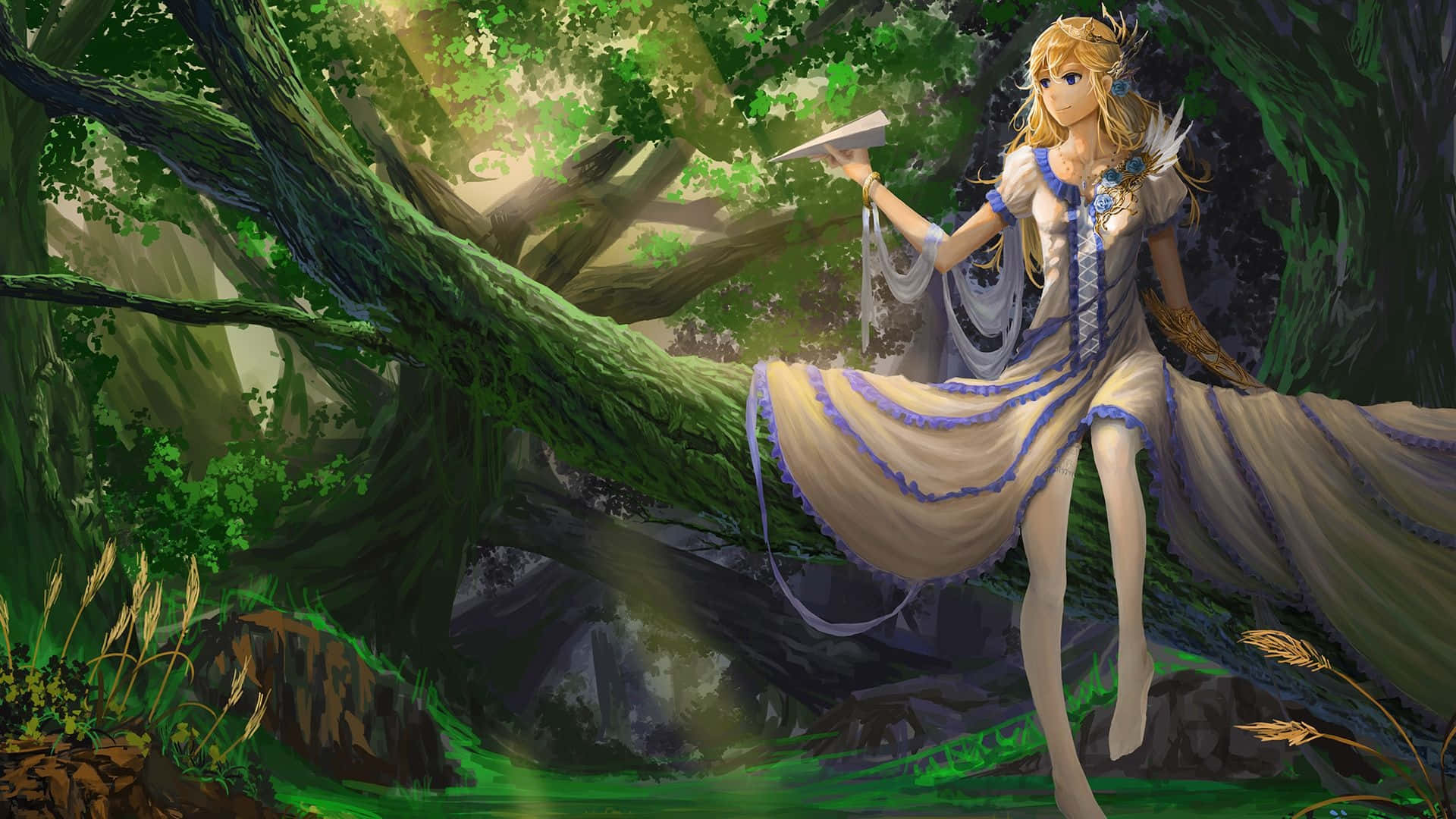 Enchanted_ Forest_ Elven_ Maiden Wallpaper