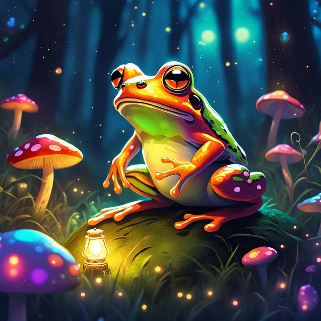 Enchanted Forest Frog Illustration Wallpaper