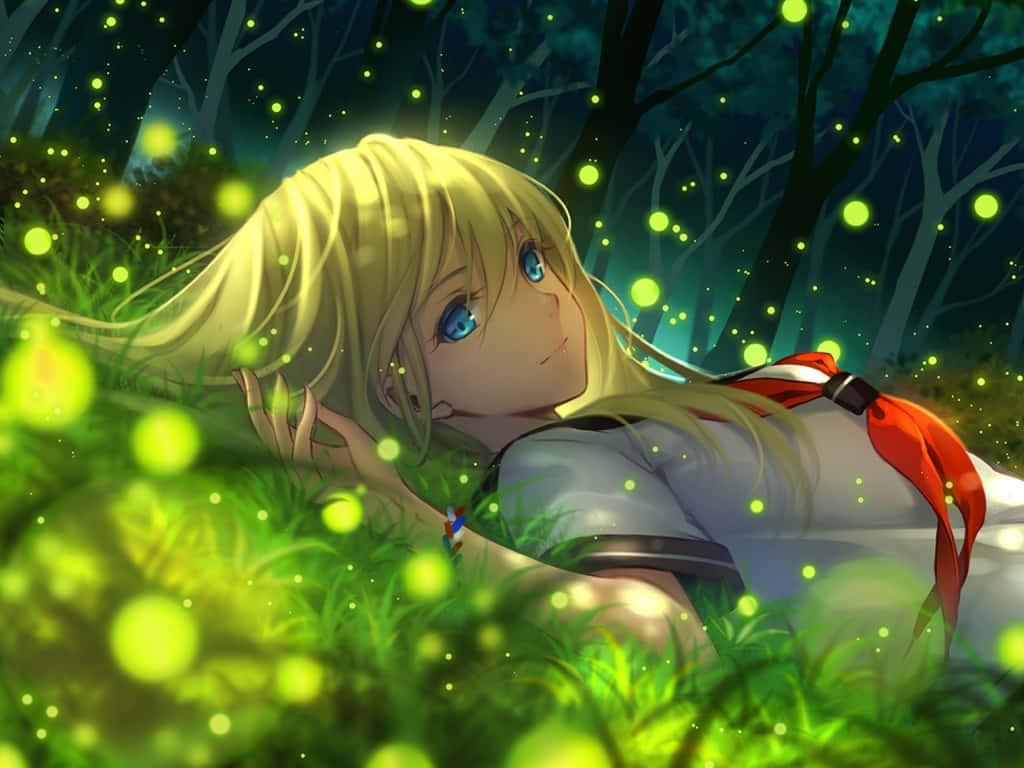 Enchanted Forest Glow Anime Girl Wallpaper