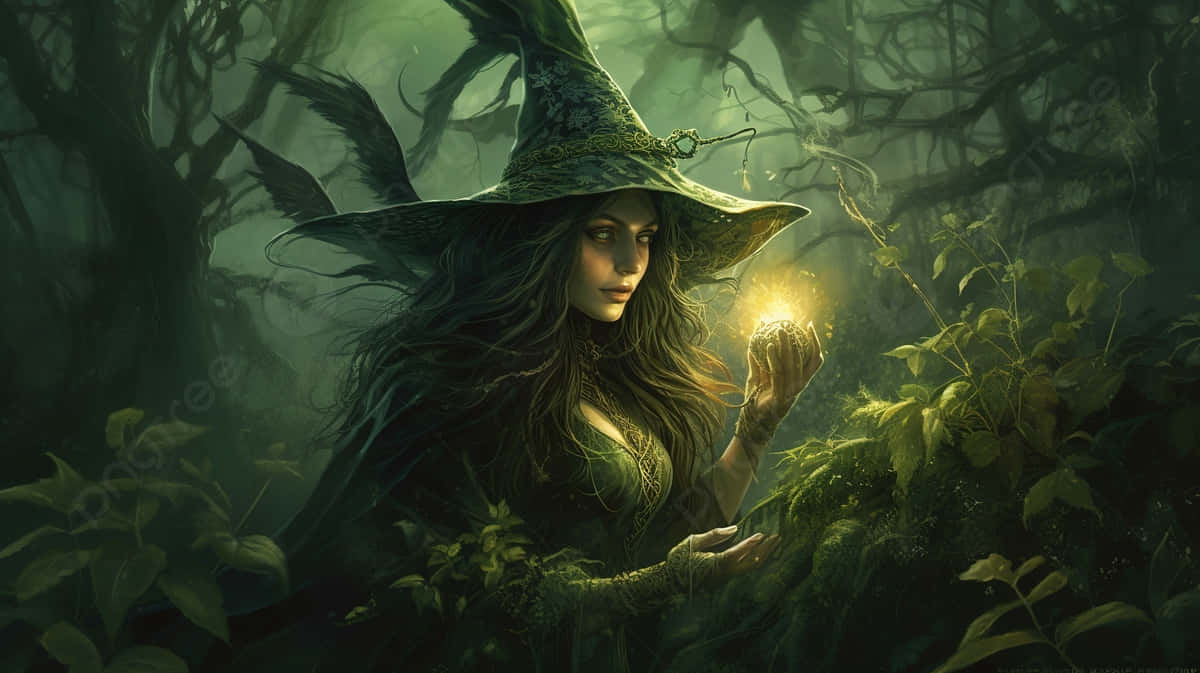 Enchanted_ Forest_ Green_ Witch.jpg Wallpaper