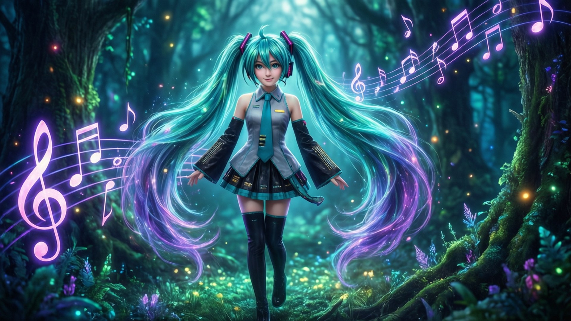 Hutan Ajaib Miku Wallpaper