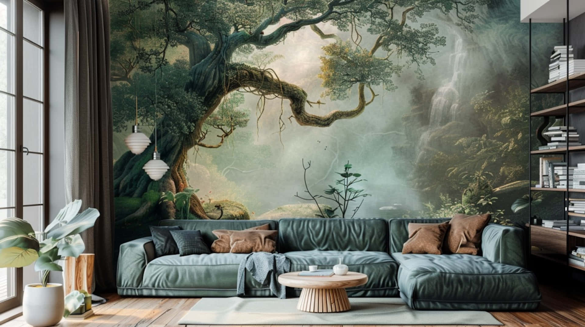 Enchanted Forest Mural Living Room Wallpaper