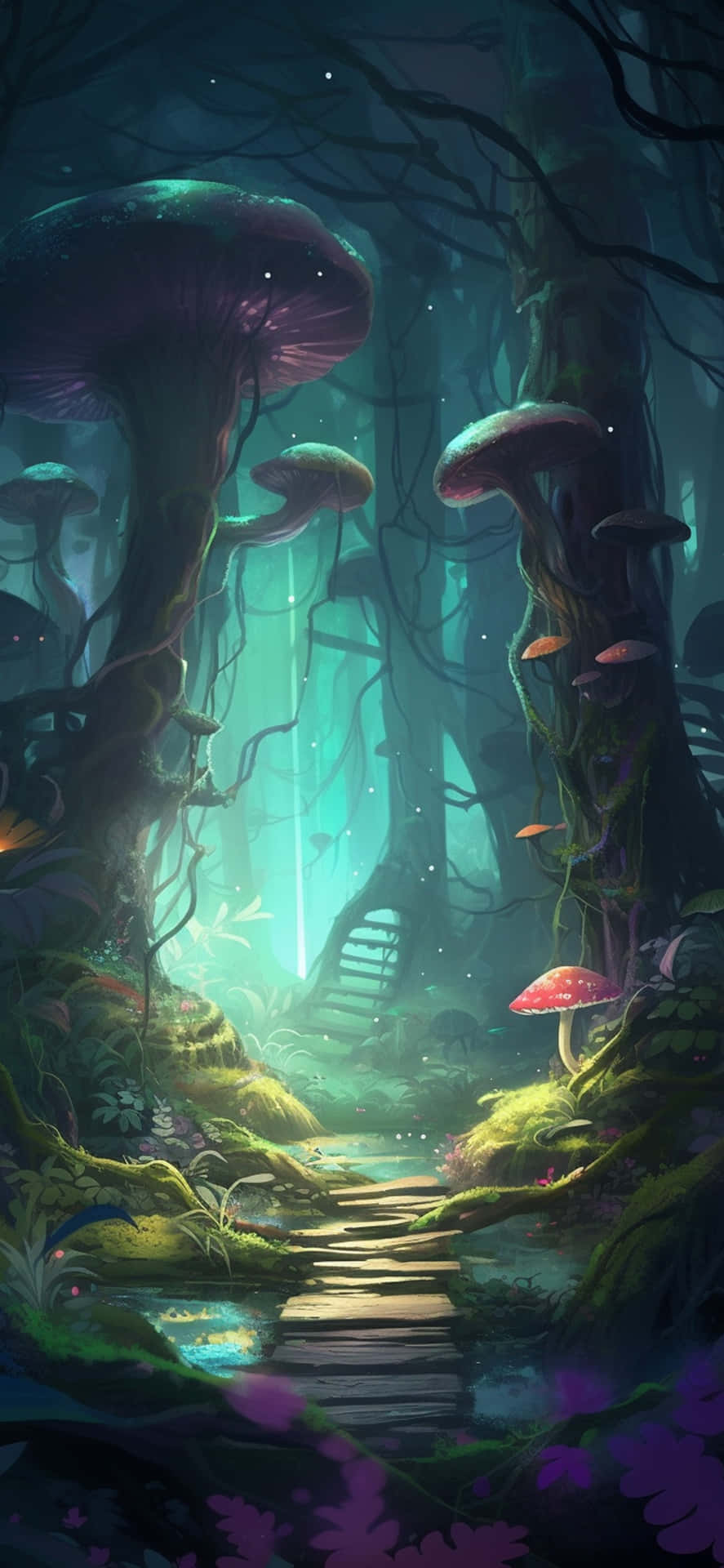 Enchanted_ Forest_ Pathway_ Dark_ Fairycore Wallpaper