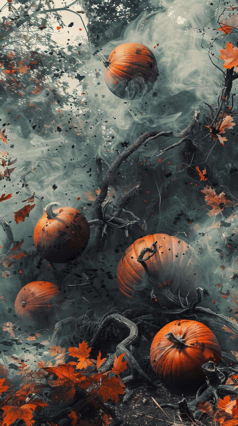 Enchanted Forest Pumpkins Wallpaper