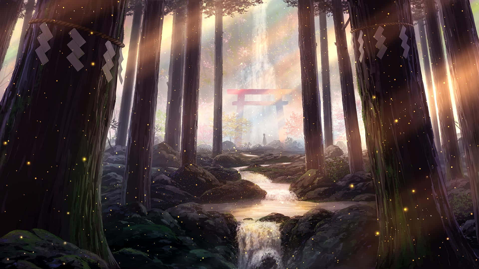 Enchanted Forest Torii Gate Wallpaper