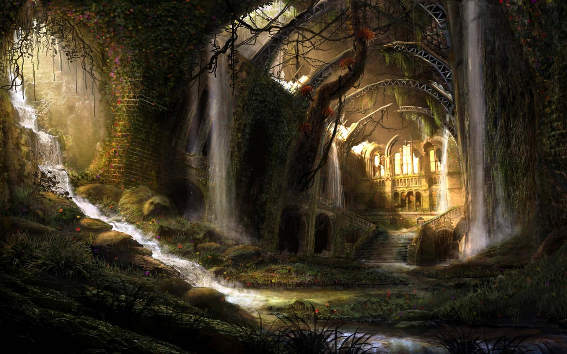 Enchanted_ Forest_ Waterfall_ Sanctuary.jpg Wallpaper