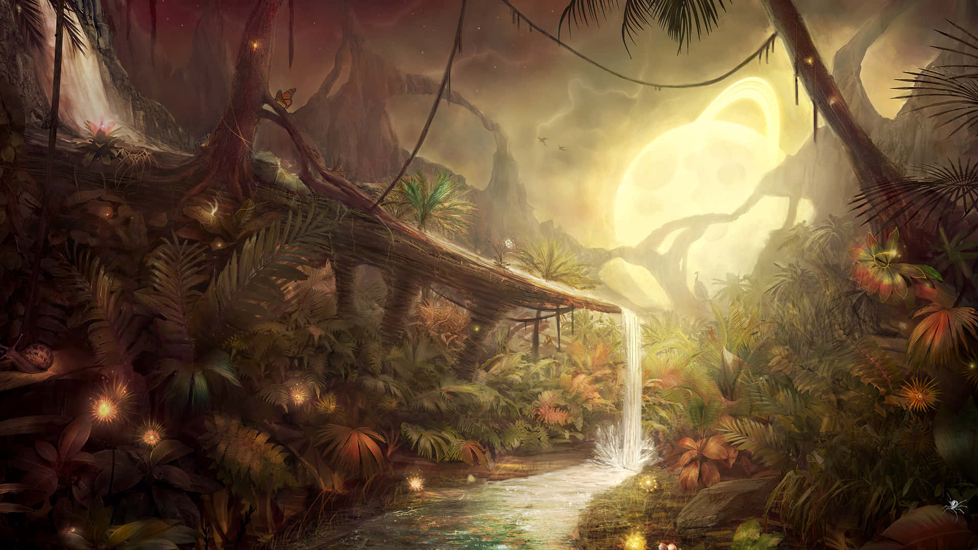 Enchanted_ Forest_ Waterfall_ Scene.jpg Wallpaper