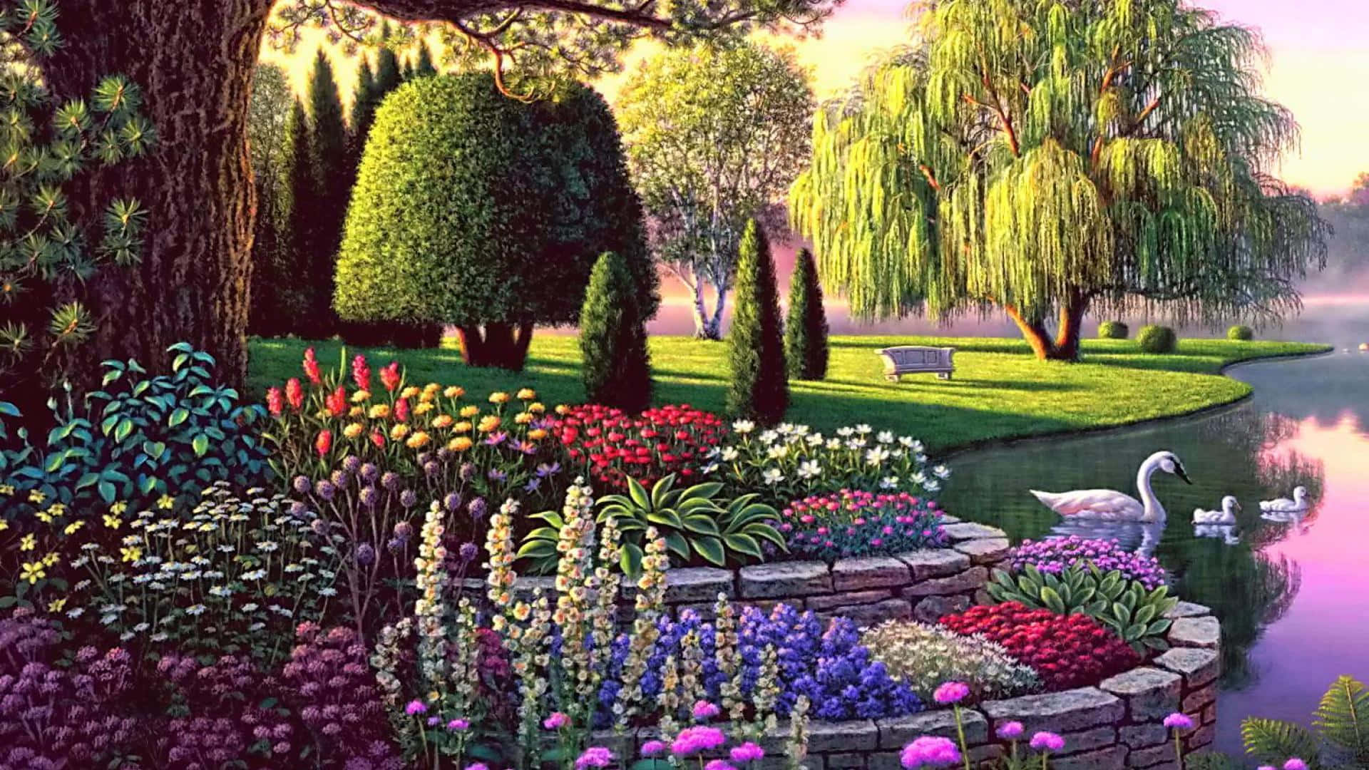 A Magical Journey through the Enchanted Garden Wallpaper