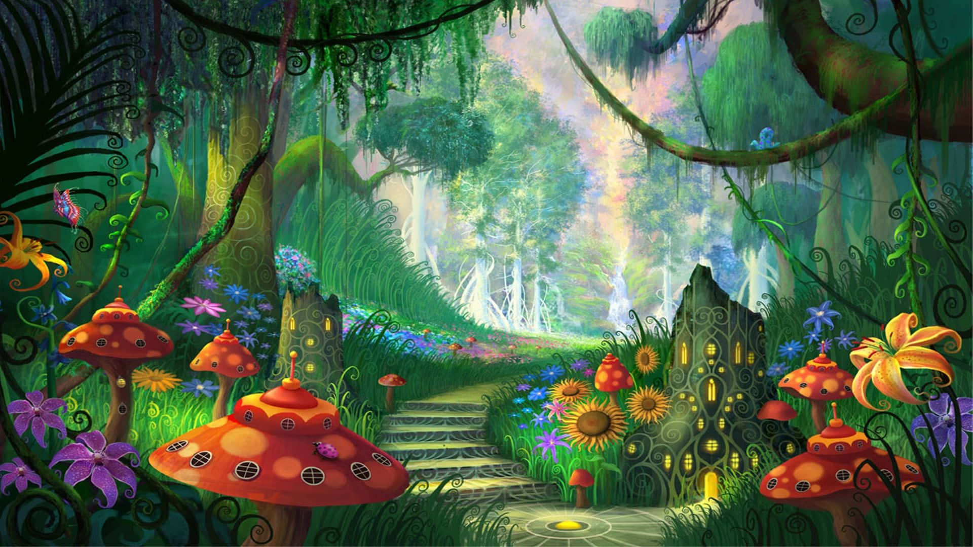 Enchanting Garden Oasis Wallpaper