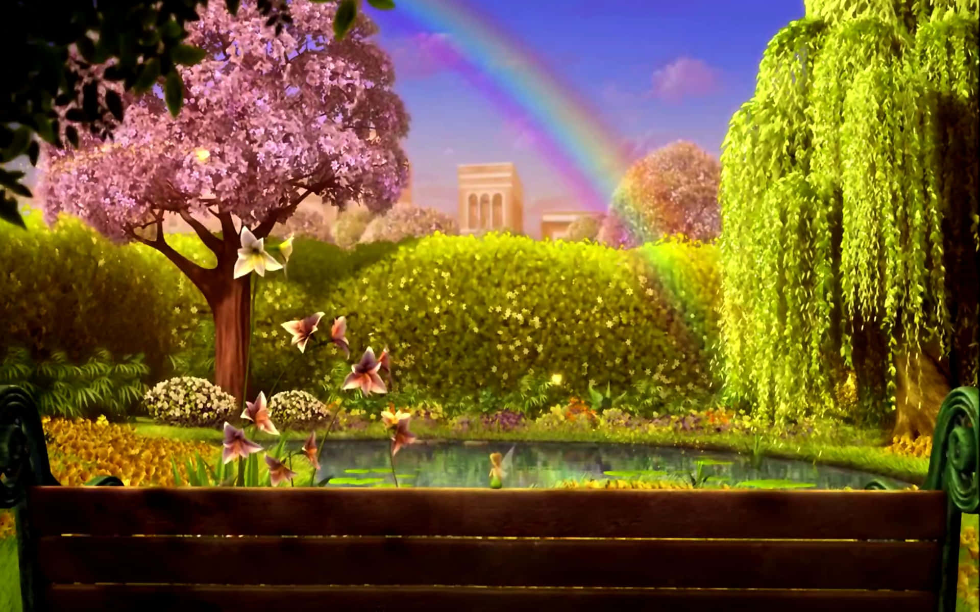 Magical Enchanted Garden During Twilight Hours Wallpaper