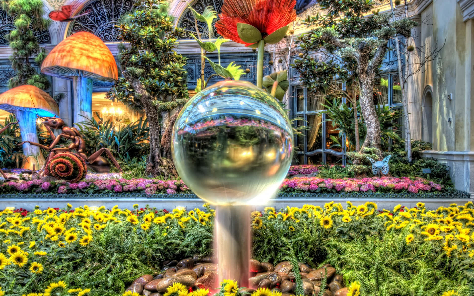 Vue De La Boule De Cristal Du Jardin Enchanté Fond d'écran