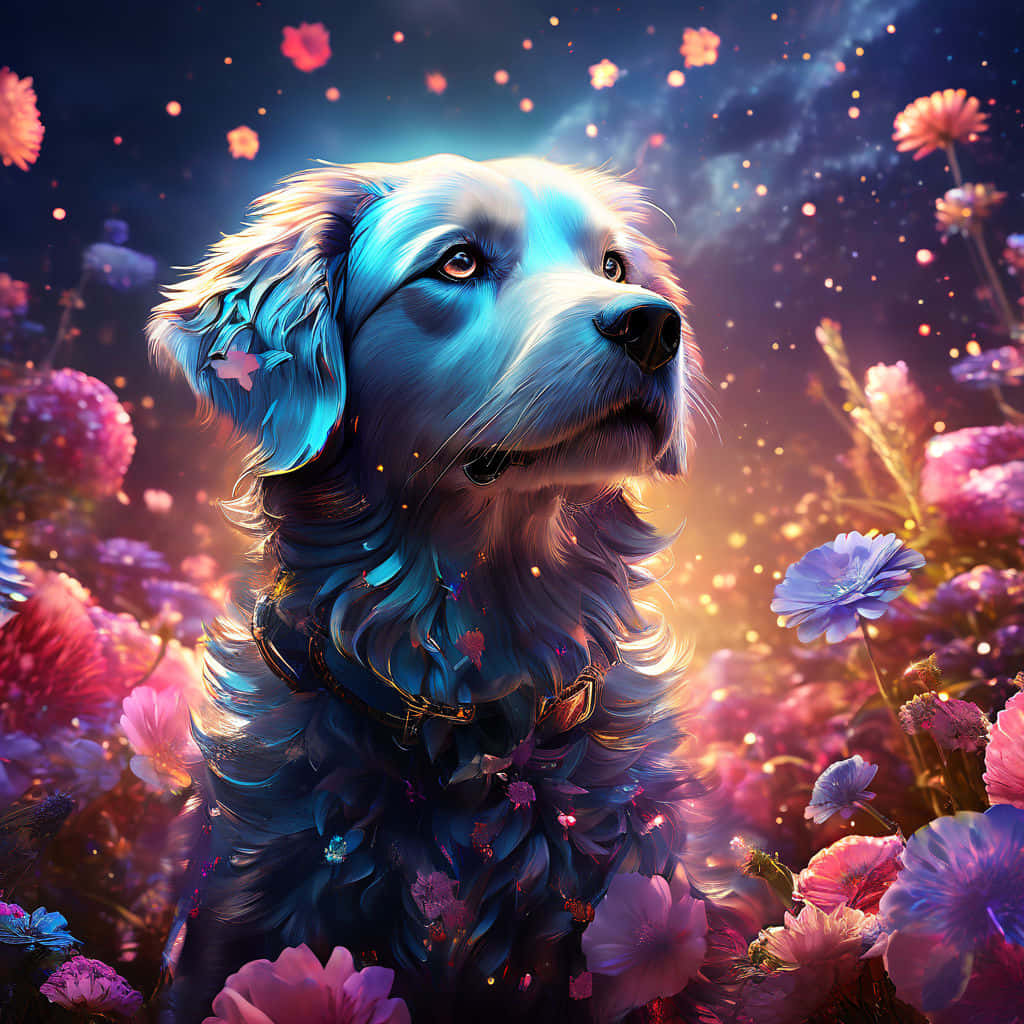 Enchanted_ Garden_ Dog_ Portrait Wallpaper