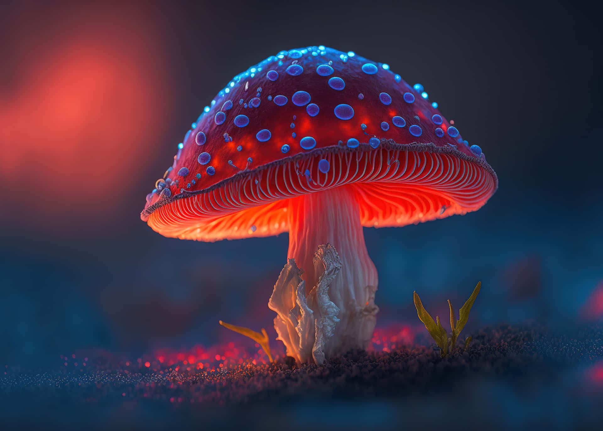 Enchanted Glowing Mushroom Art Wallpaper