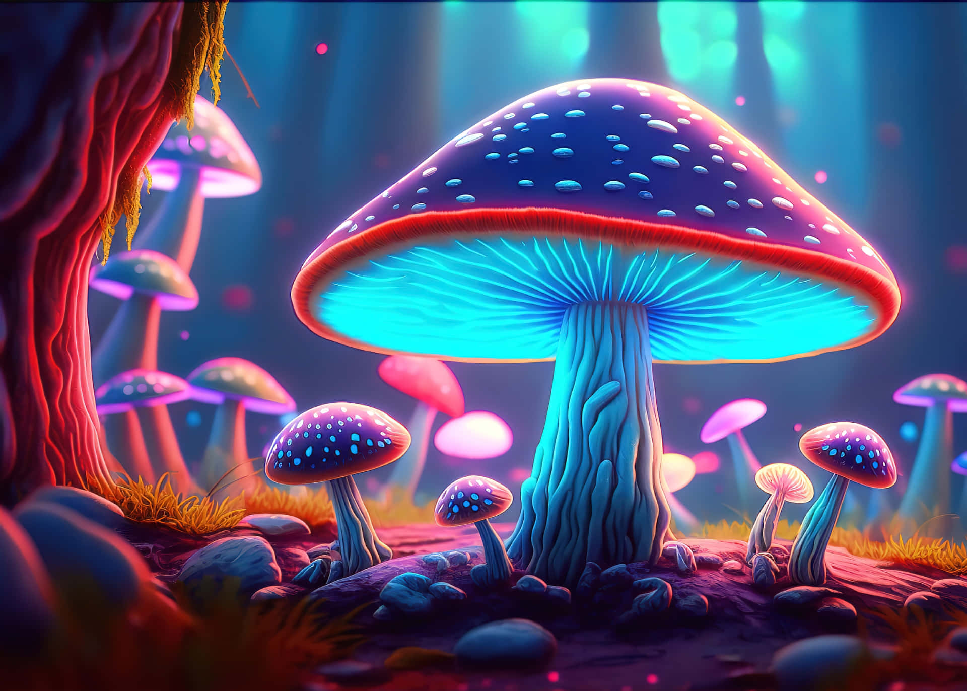 Enchanted_ Glowing_ Mushroom_ Forest_ Art Wallpaper