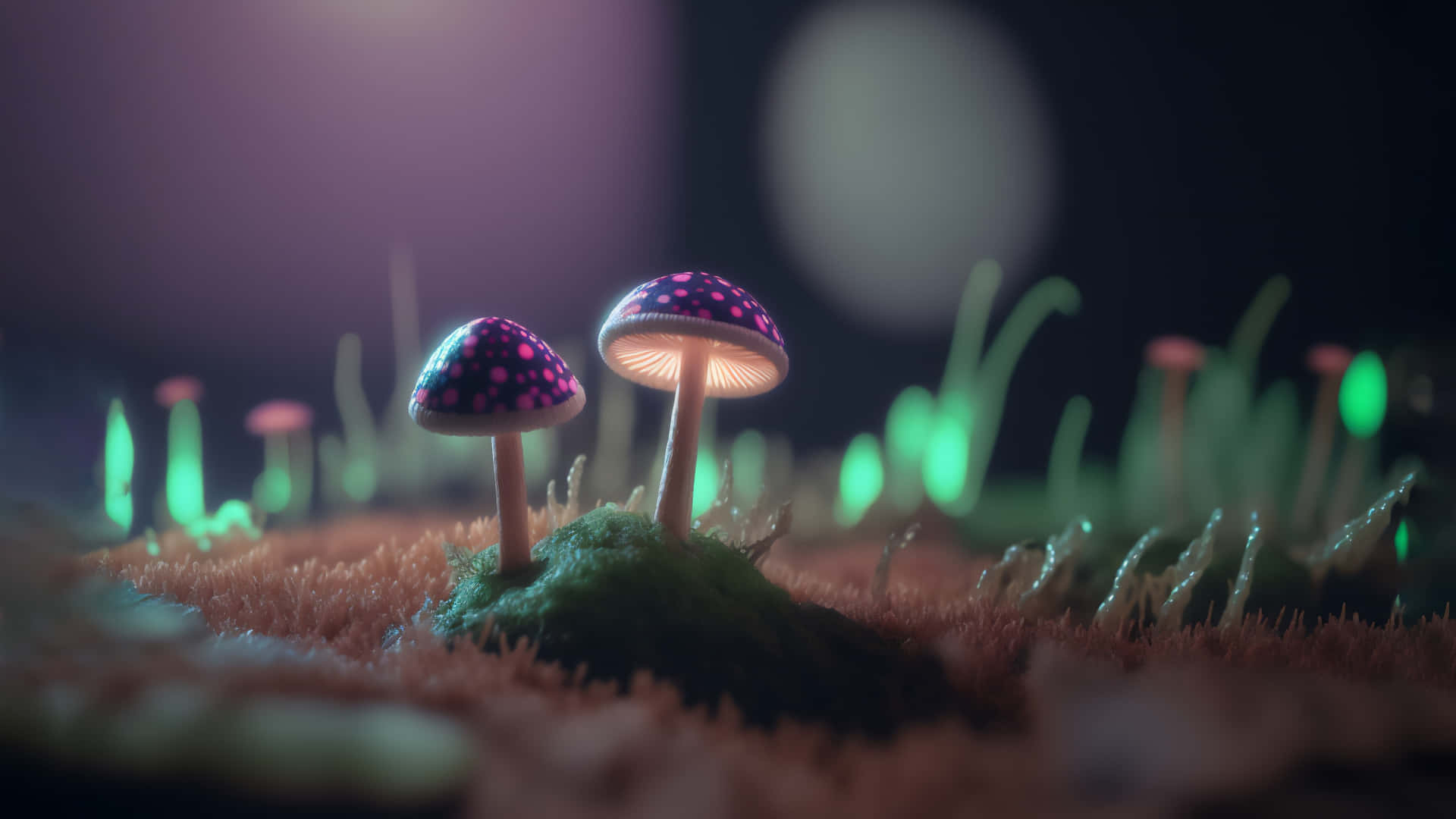 Enchanted_ Glowing_ Mushrooms_ Art Wallpaper