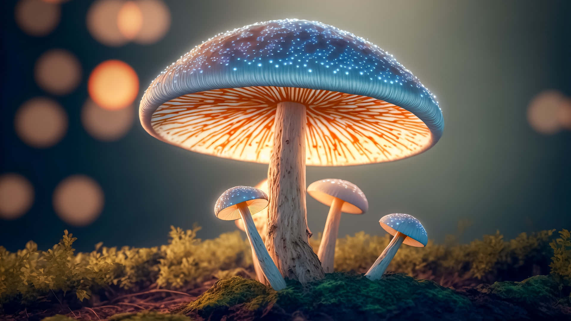 Enchanted Glowing Mushrooms Art Wallpaper