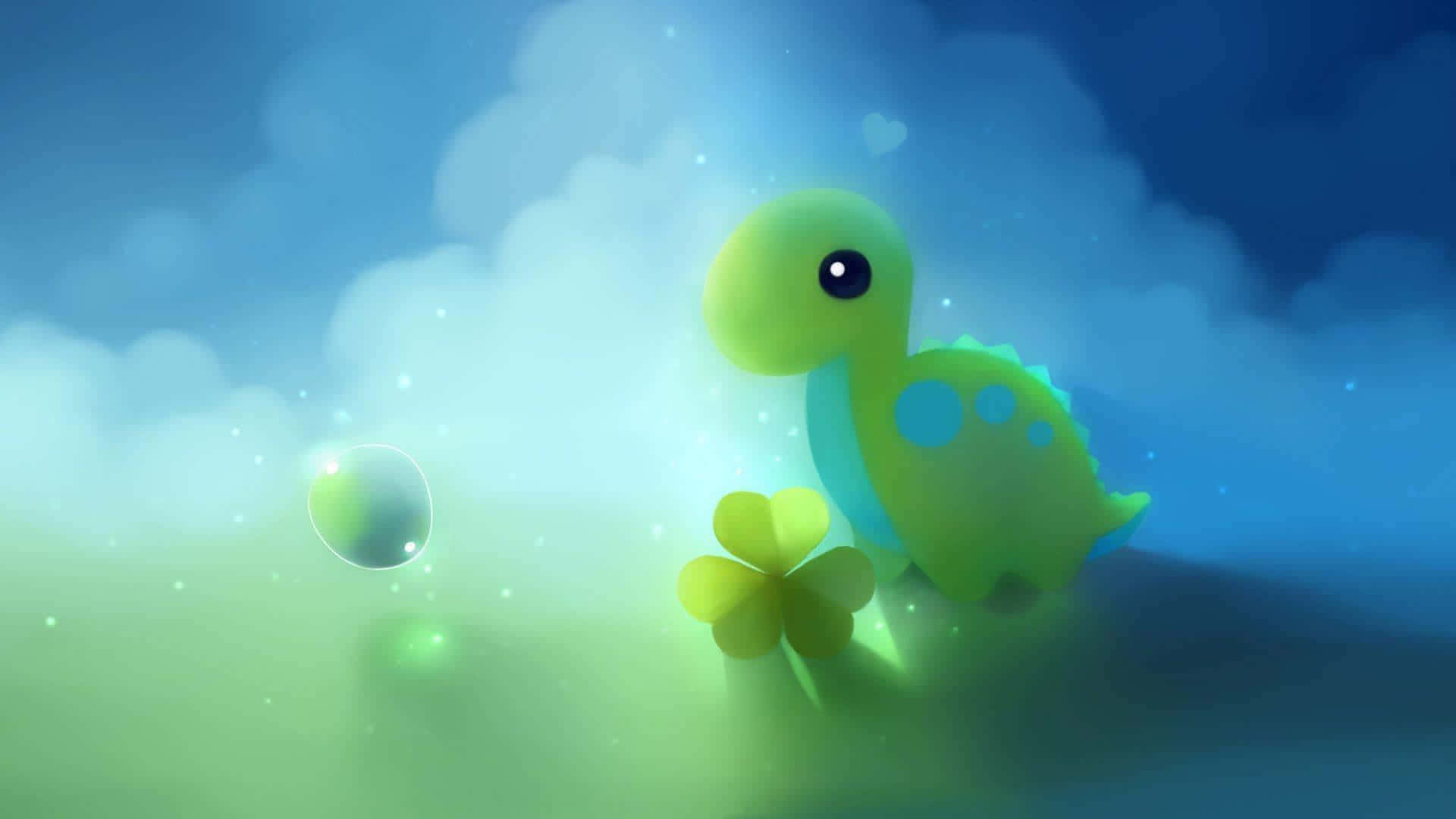 Enchanted Glowing Turtlewith Shamrock Wallpaper