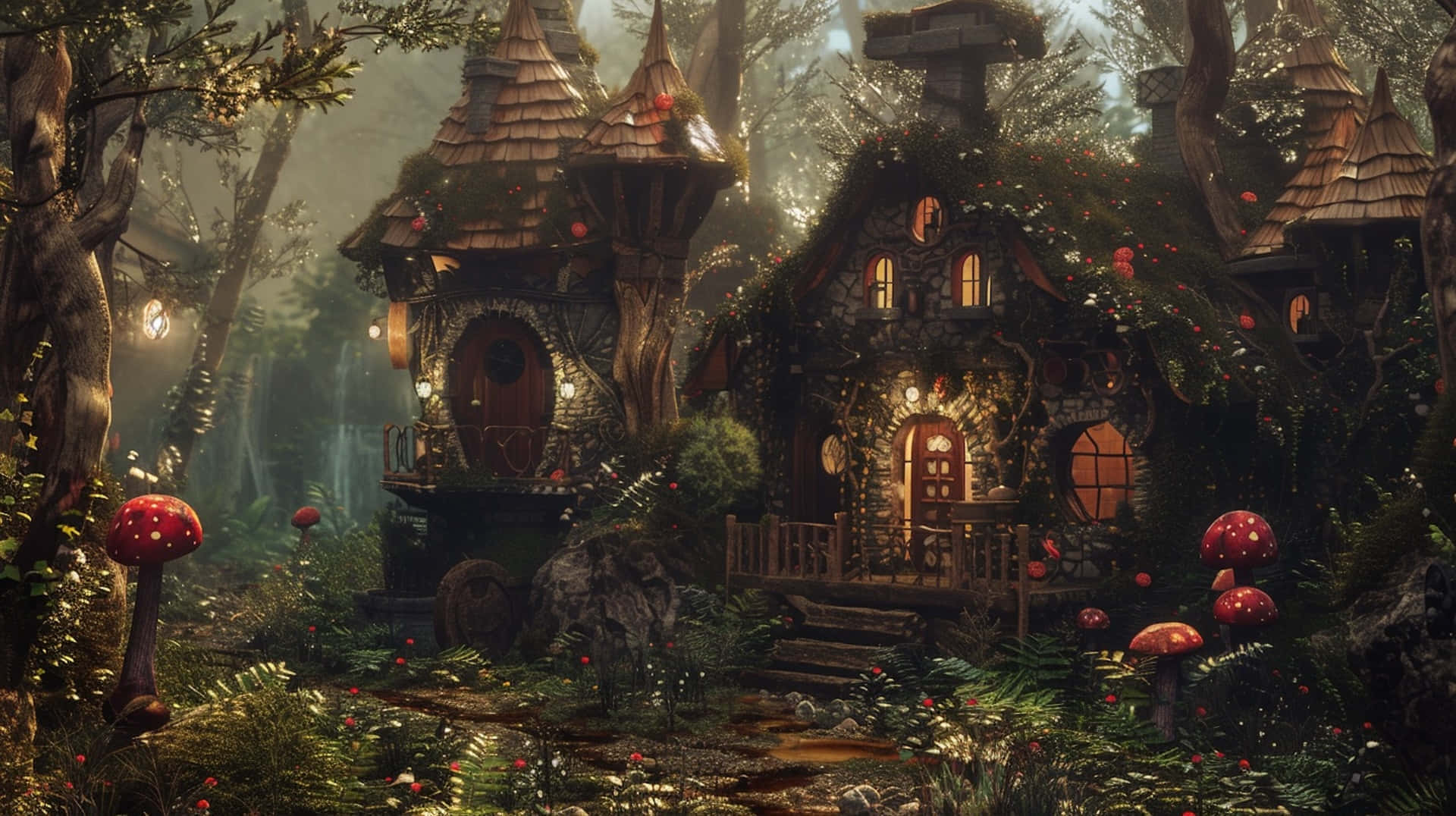 Enchanted Goblincore Forest Homes.jpg Wallpaper