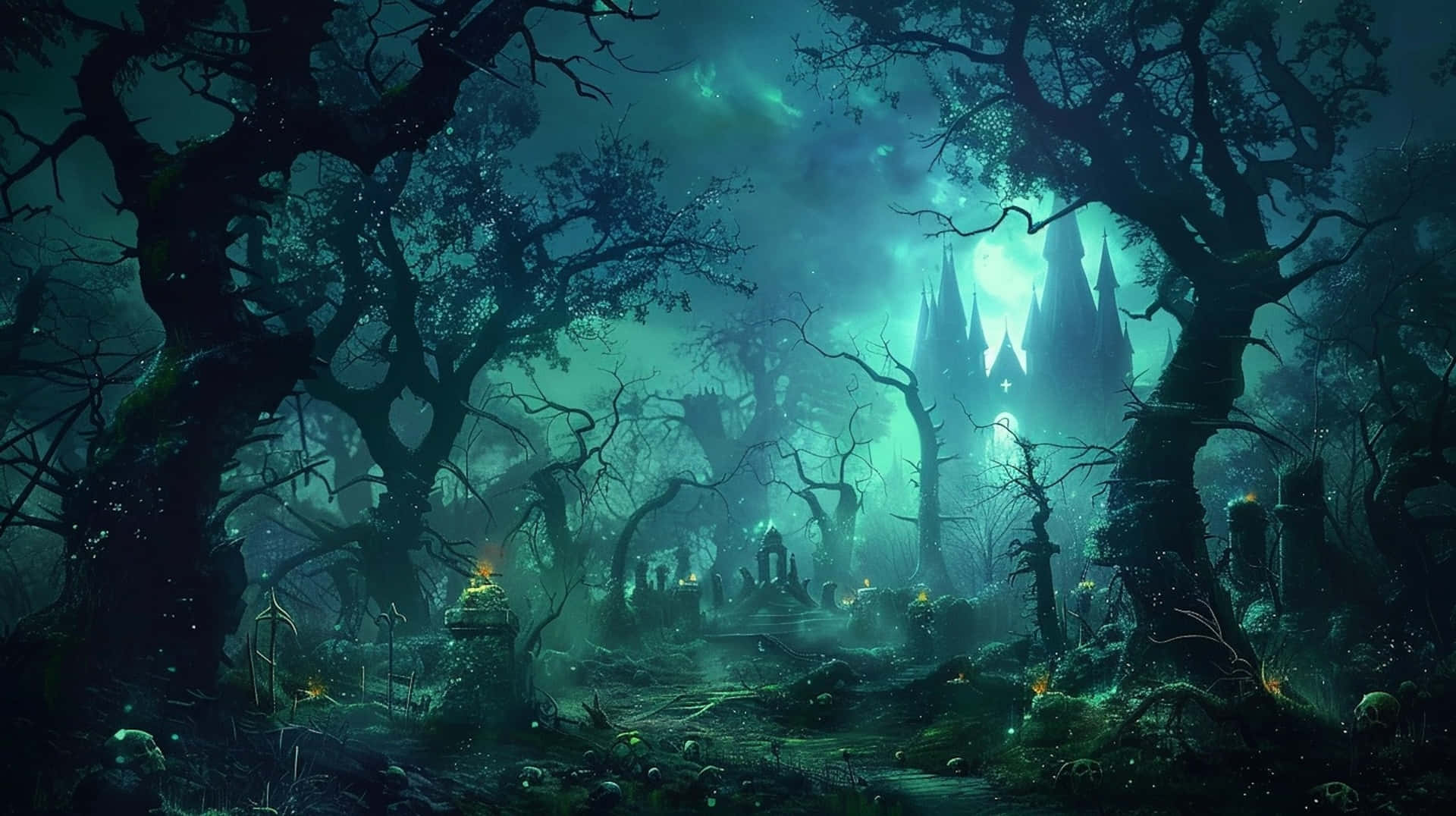 Enchanted Goblincore Forest Night Wallpaper