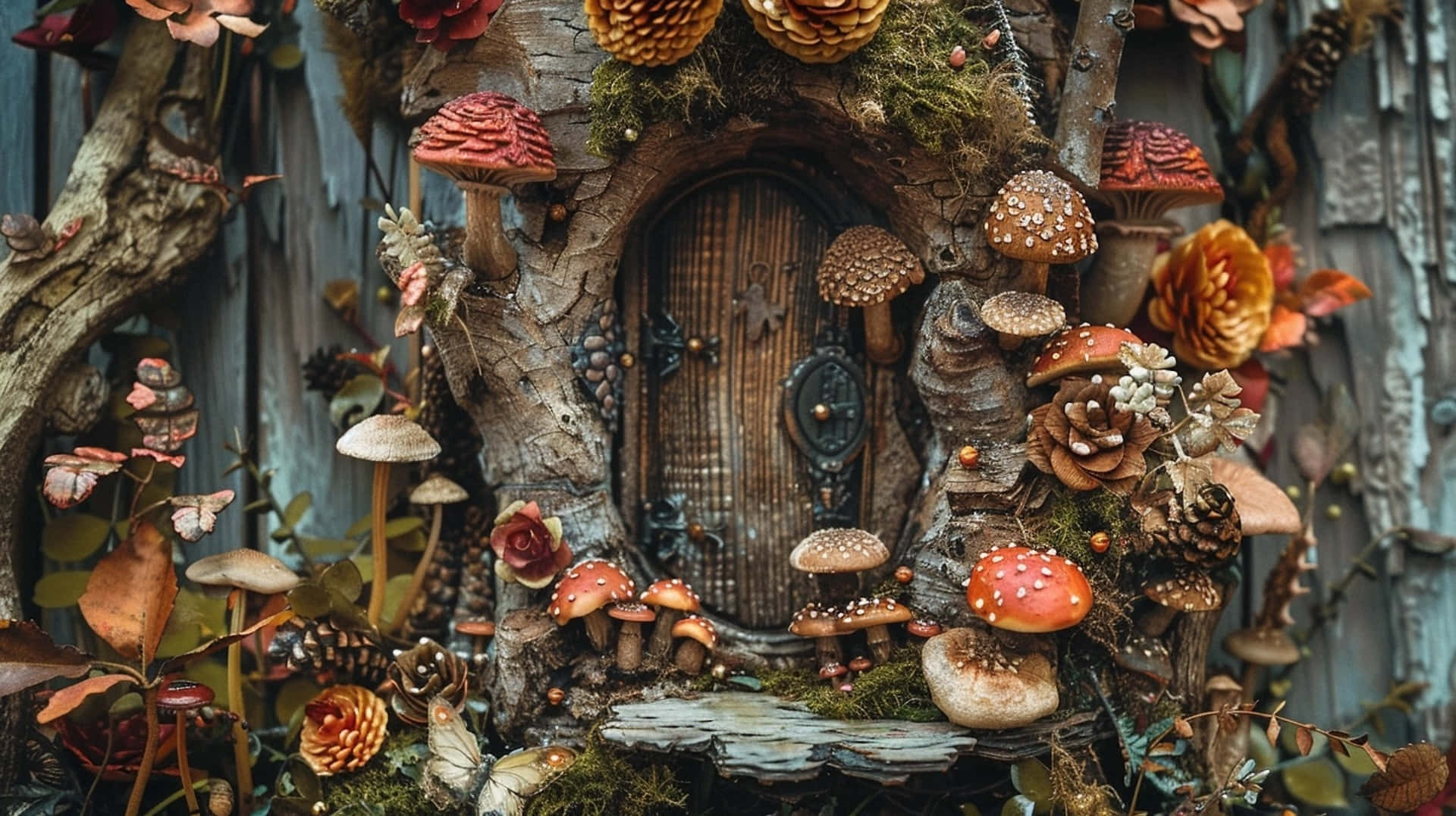 Enchanted Goblincore Tree Door Wallpaper