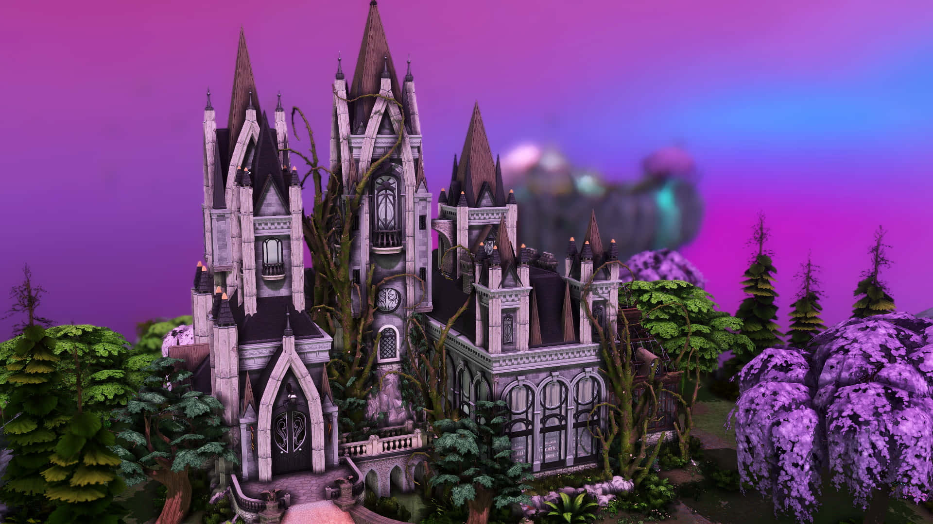 Enchanted Gothic Castleat Twilight Wallpaper