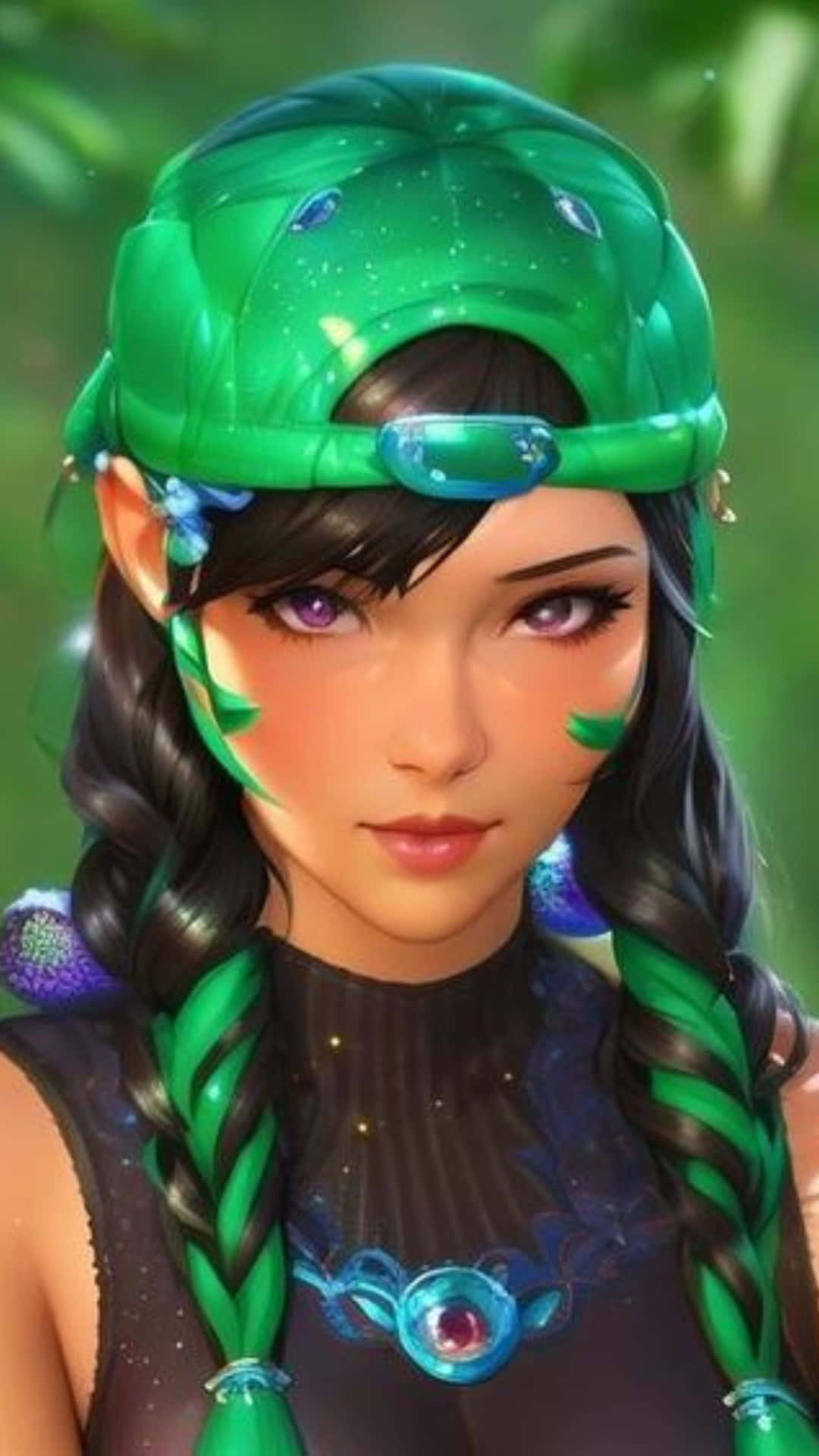 Enchanted Green Cap Girl Wallpaper