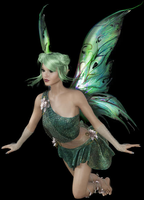 Enchanted_ Green_ Fairy PNG