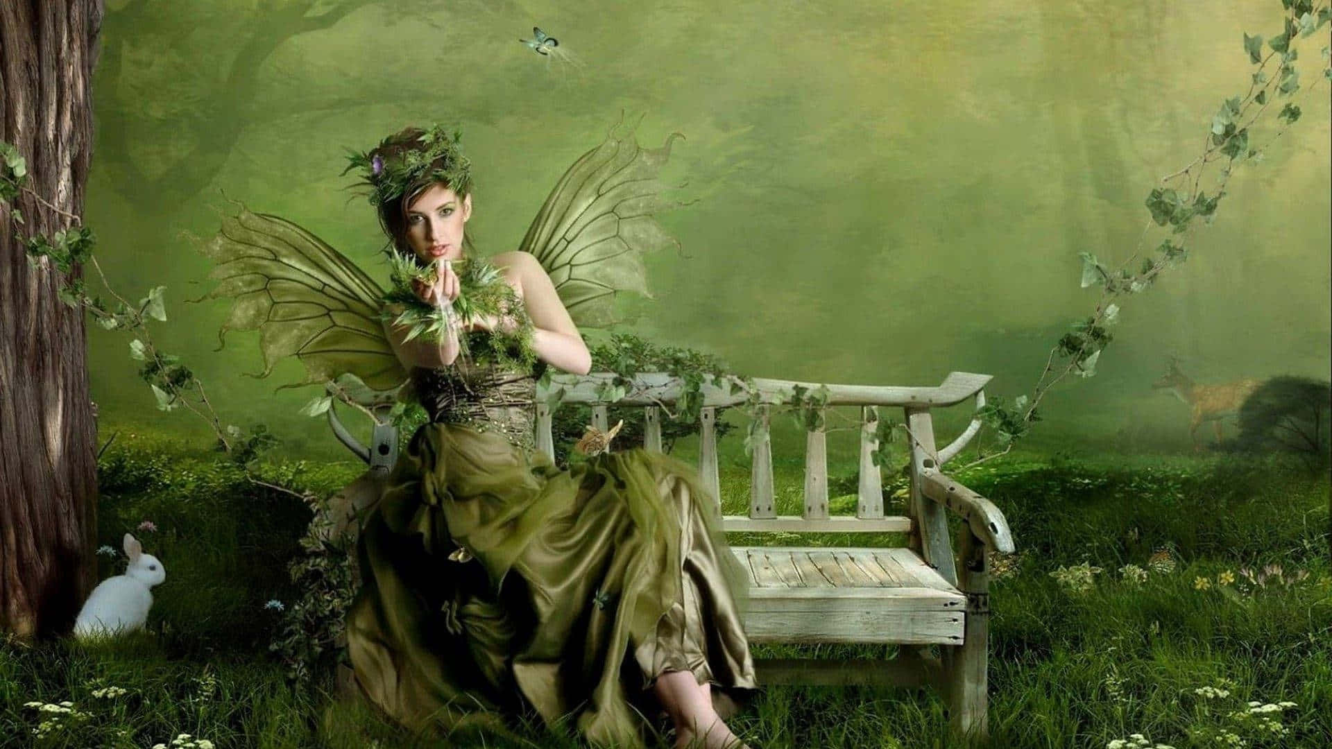 Enchanted_ Green_ Fairy_ Forest_ Scene Wallpaper